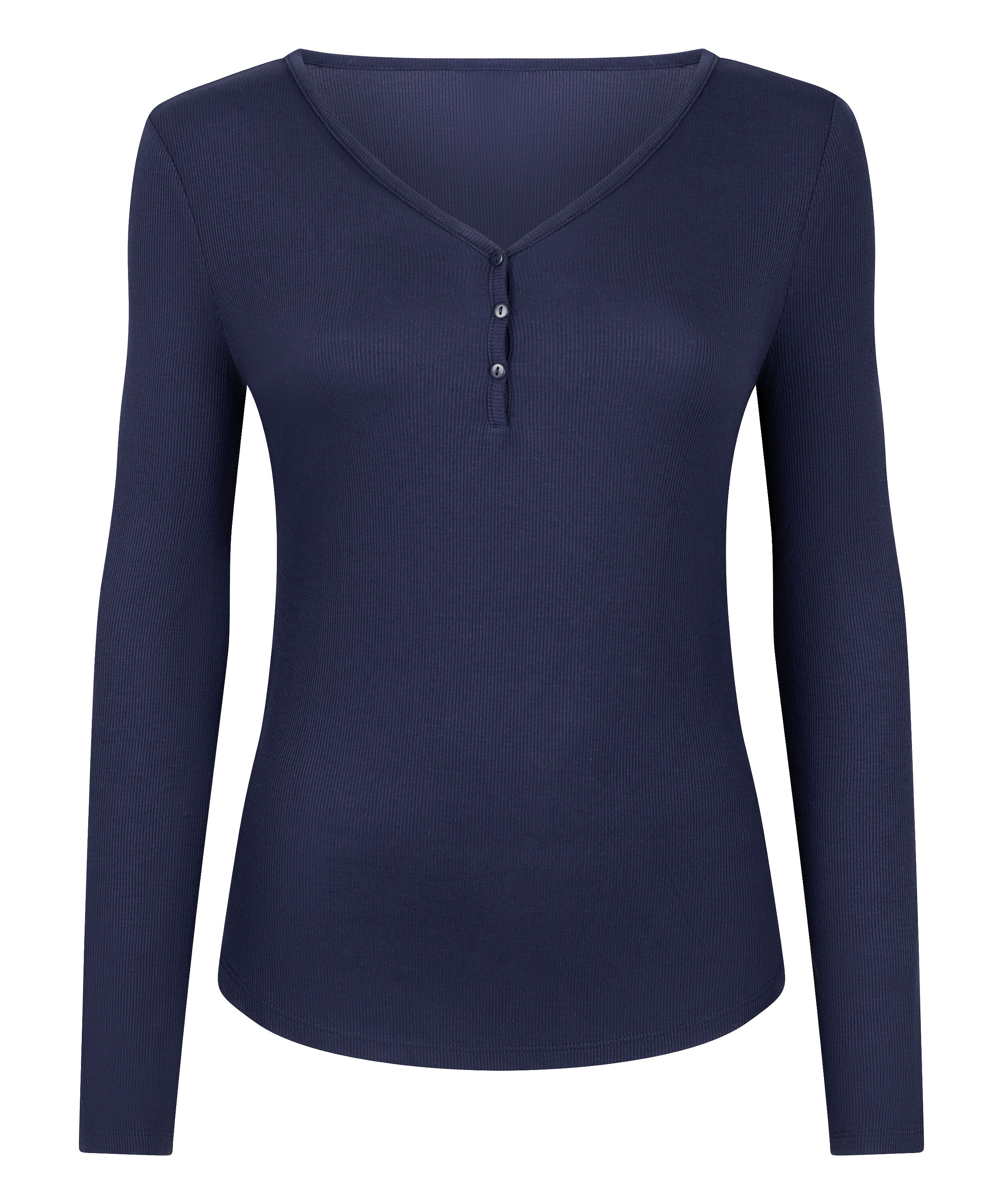 Pyjamatop met lange mouwen Henley, Blauw