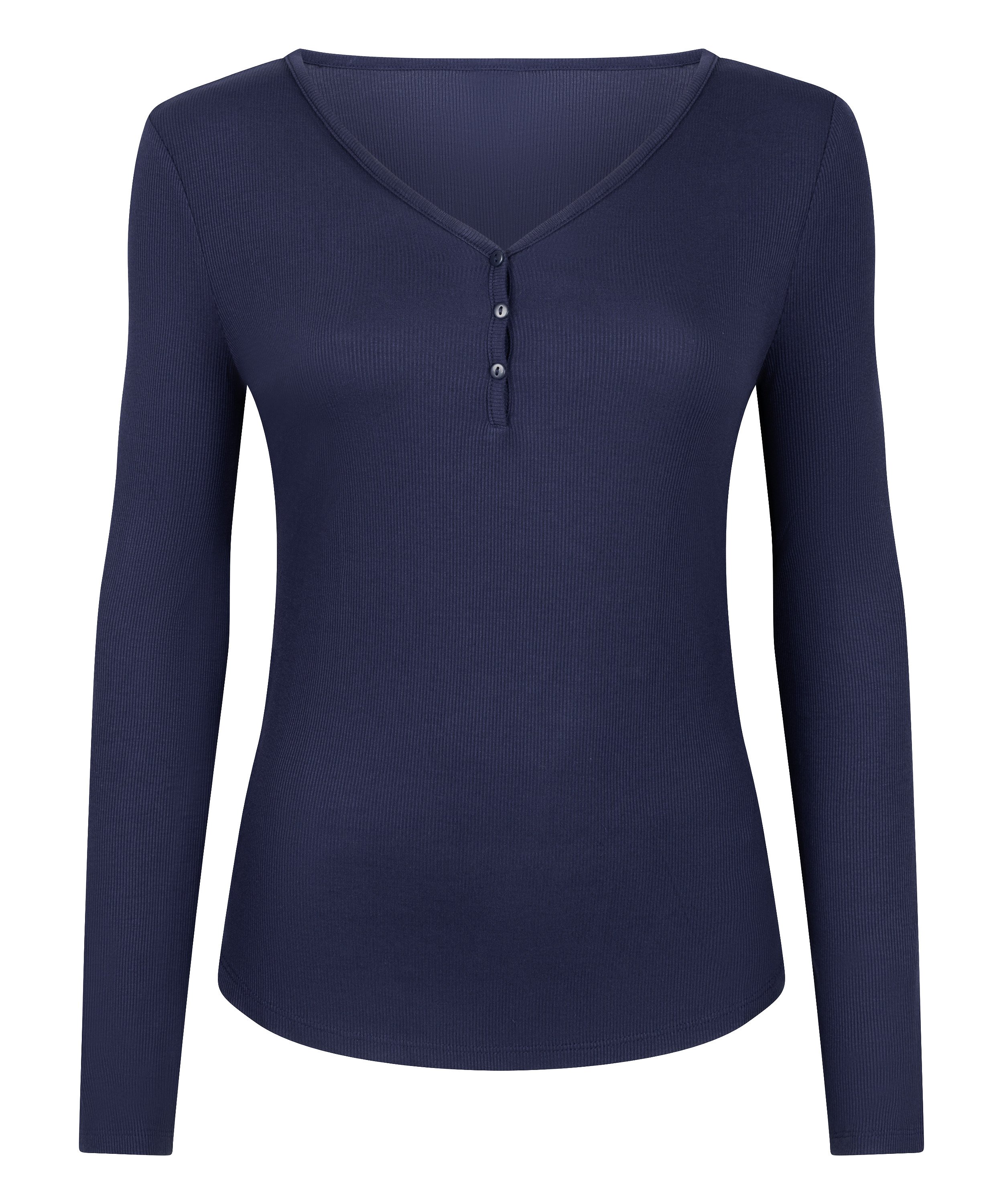Haut de pyjama &agrave; manches longues Henley, Bleu, main