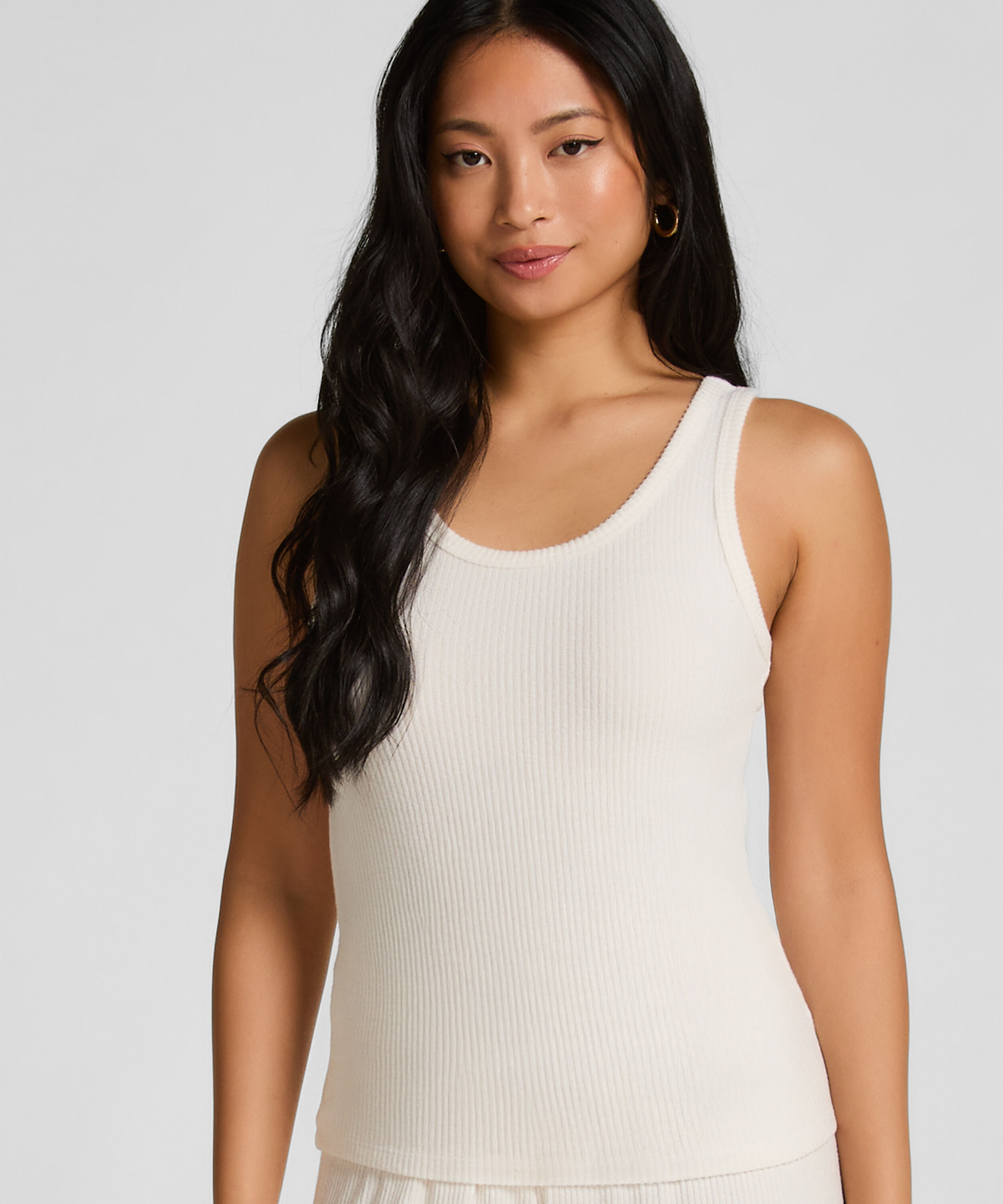 Geribde singlet van geborstelde jersey