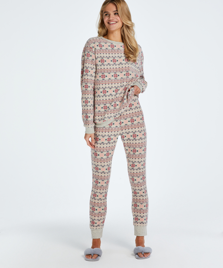 Pyjamaset met tas, Beige