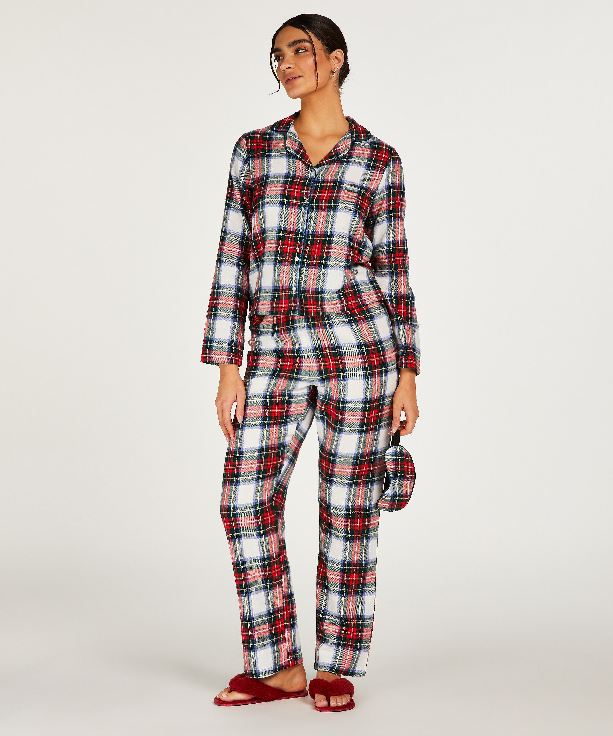 Pyjama set check Twill, Wit