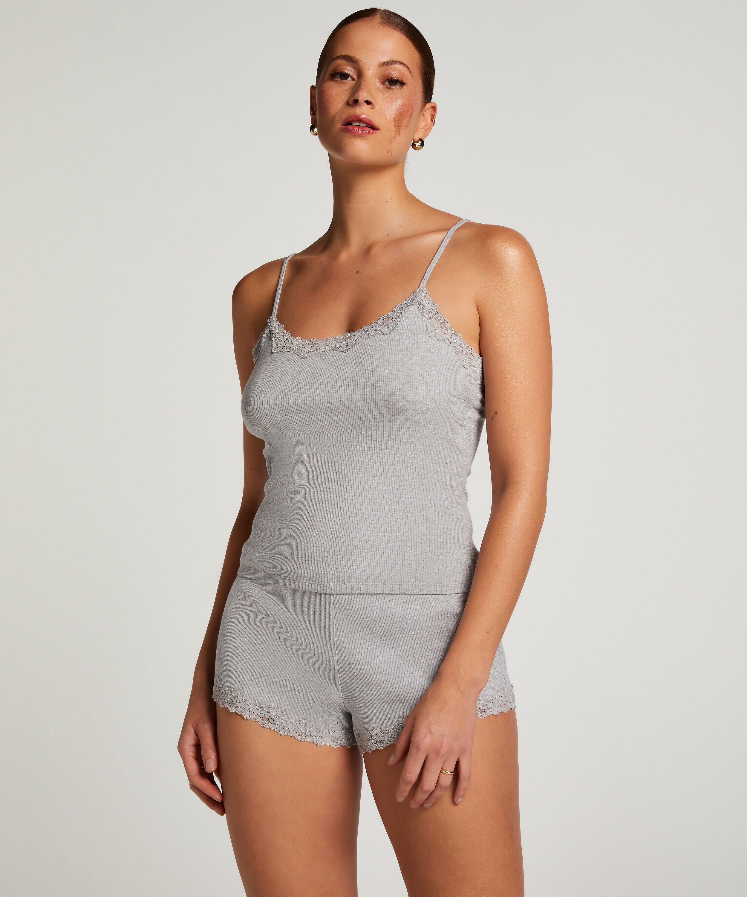 Korte pyjamaset Cami, Grijs