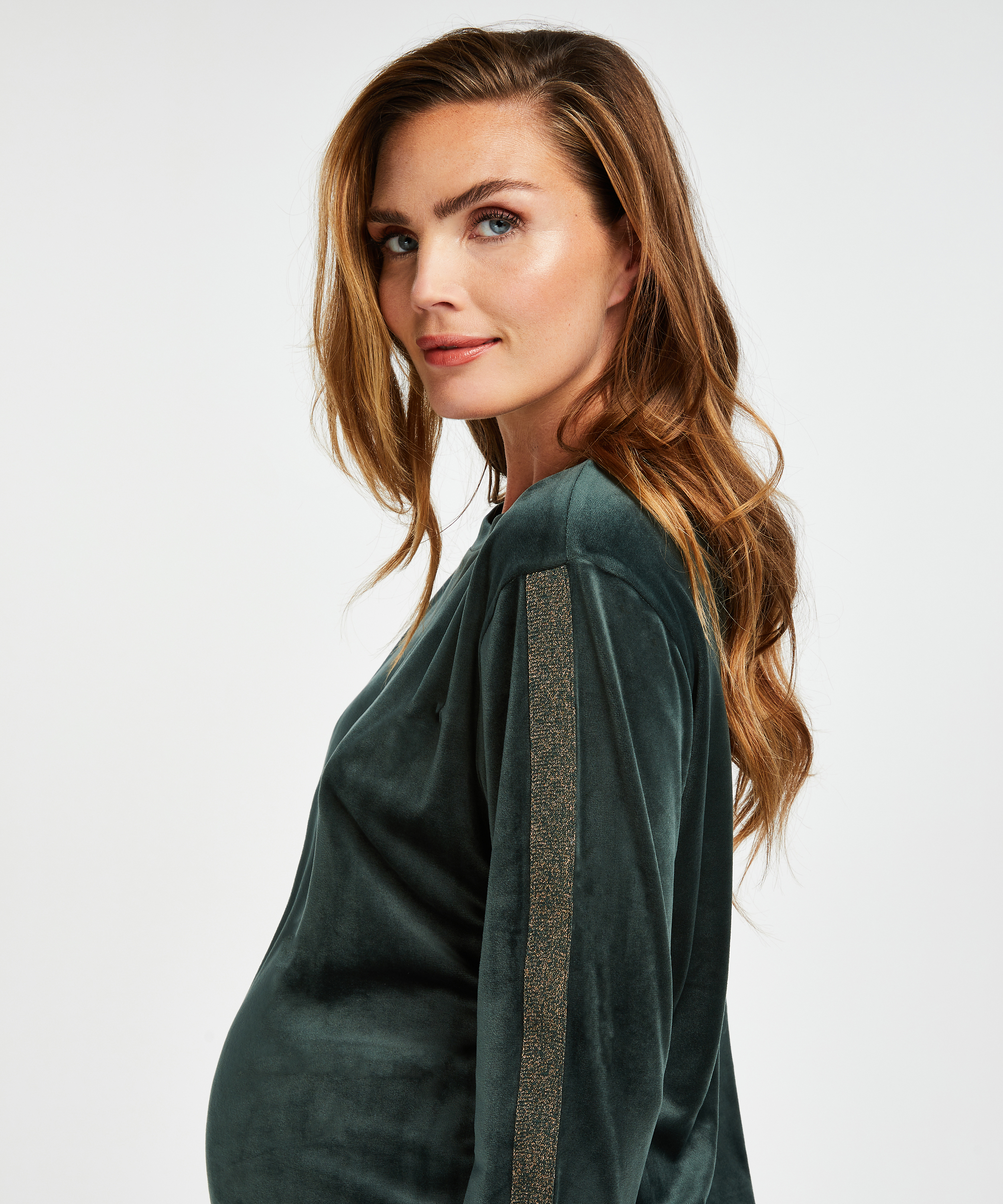 Top de grossesse en velours Shimmer, Vert, main