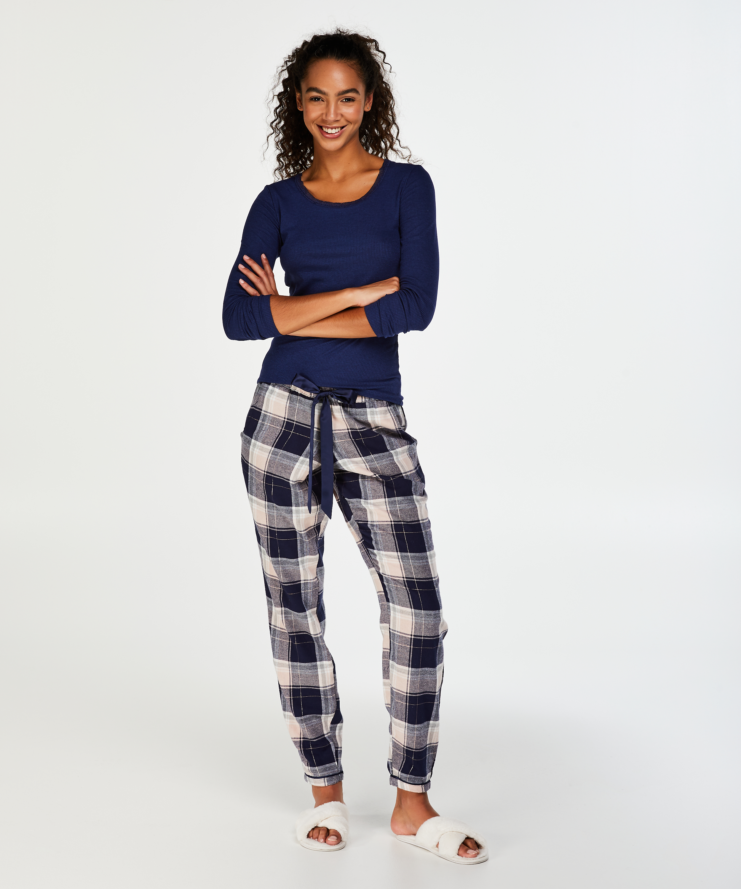 Pyjamabroek Check, Blauw, main