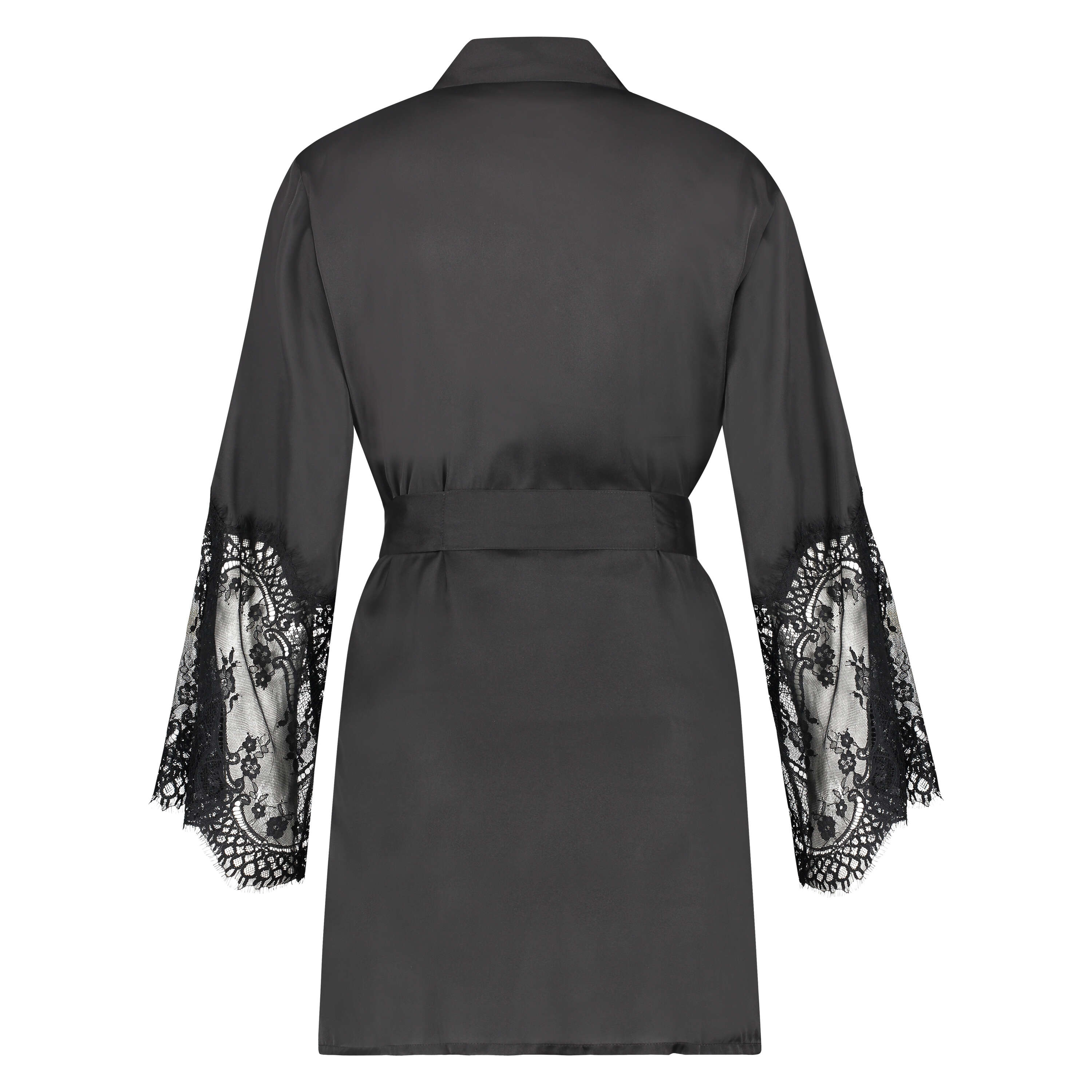 Kimono Lace Satin, Noir, main