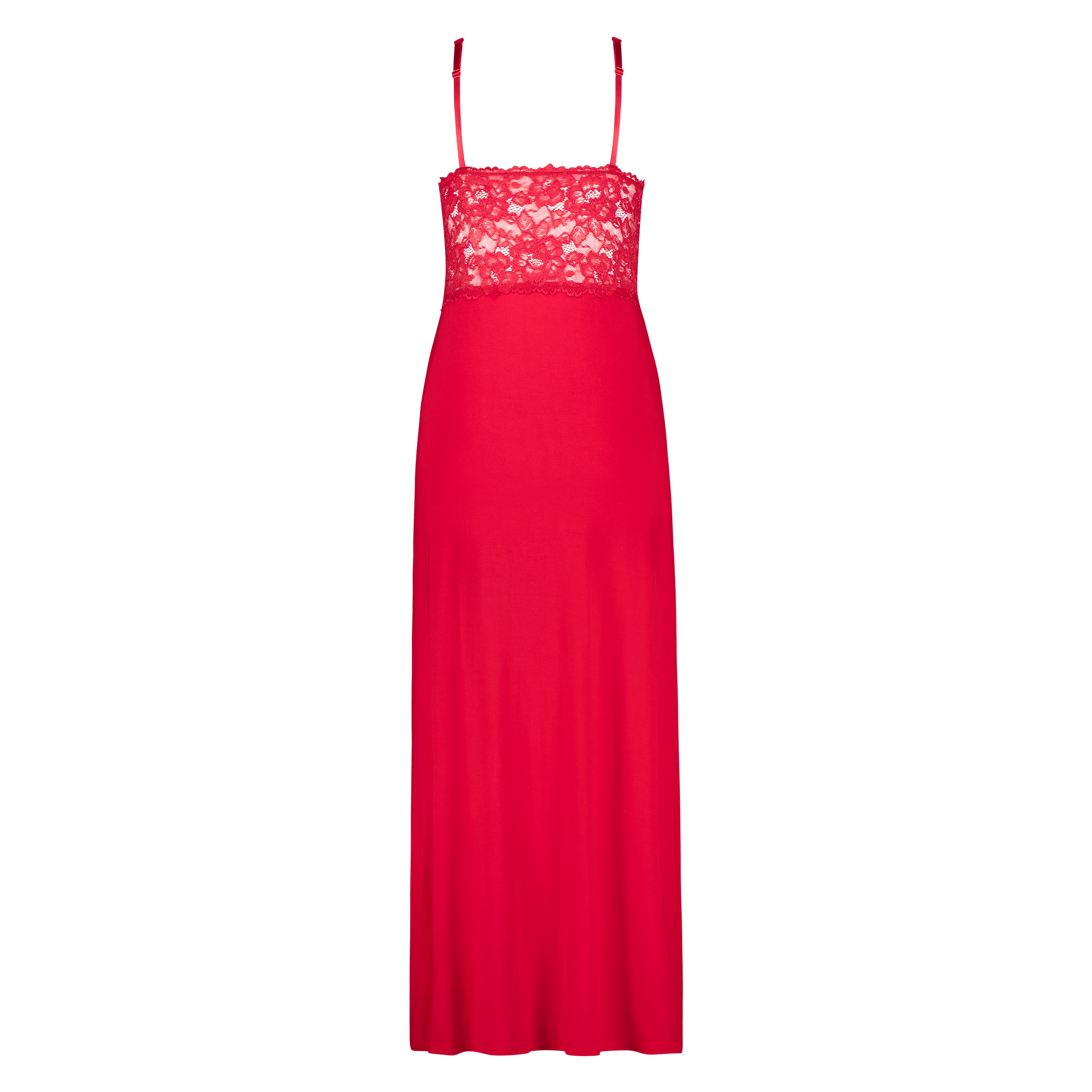 Slipdress Modal lace long, Rood, main