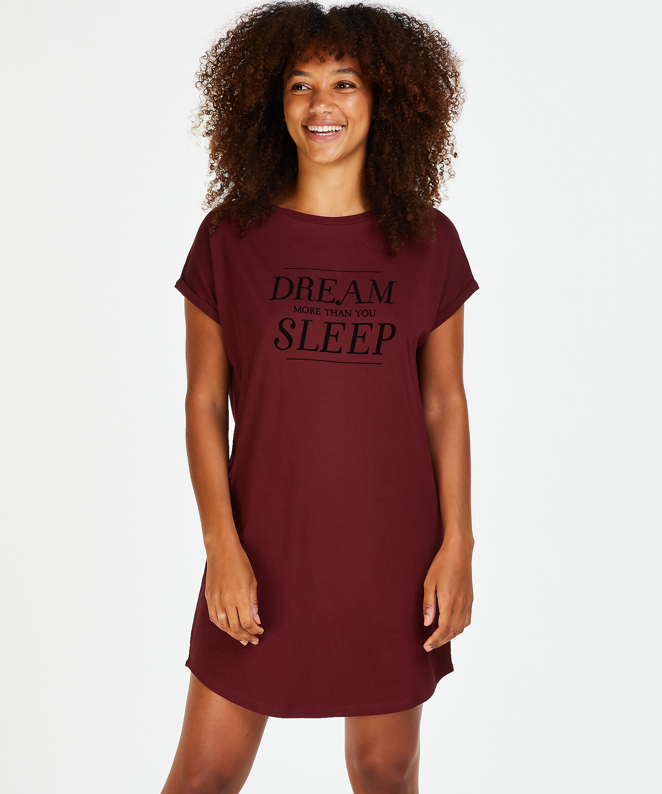 Nachthemd ronde hals, Rood