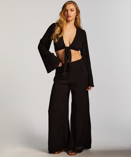 Top Haut à manches longues Knot, Noir