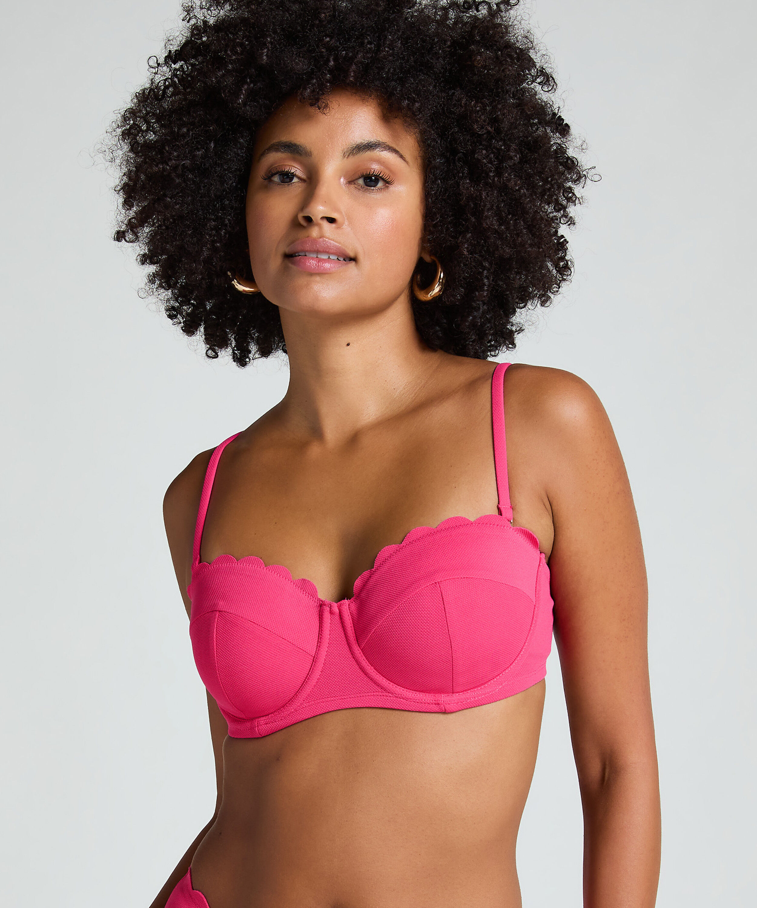 Voorgevormde beugel bikinitop Scallop Cup E +, Roze