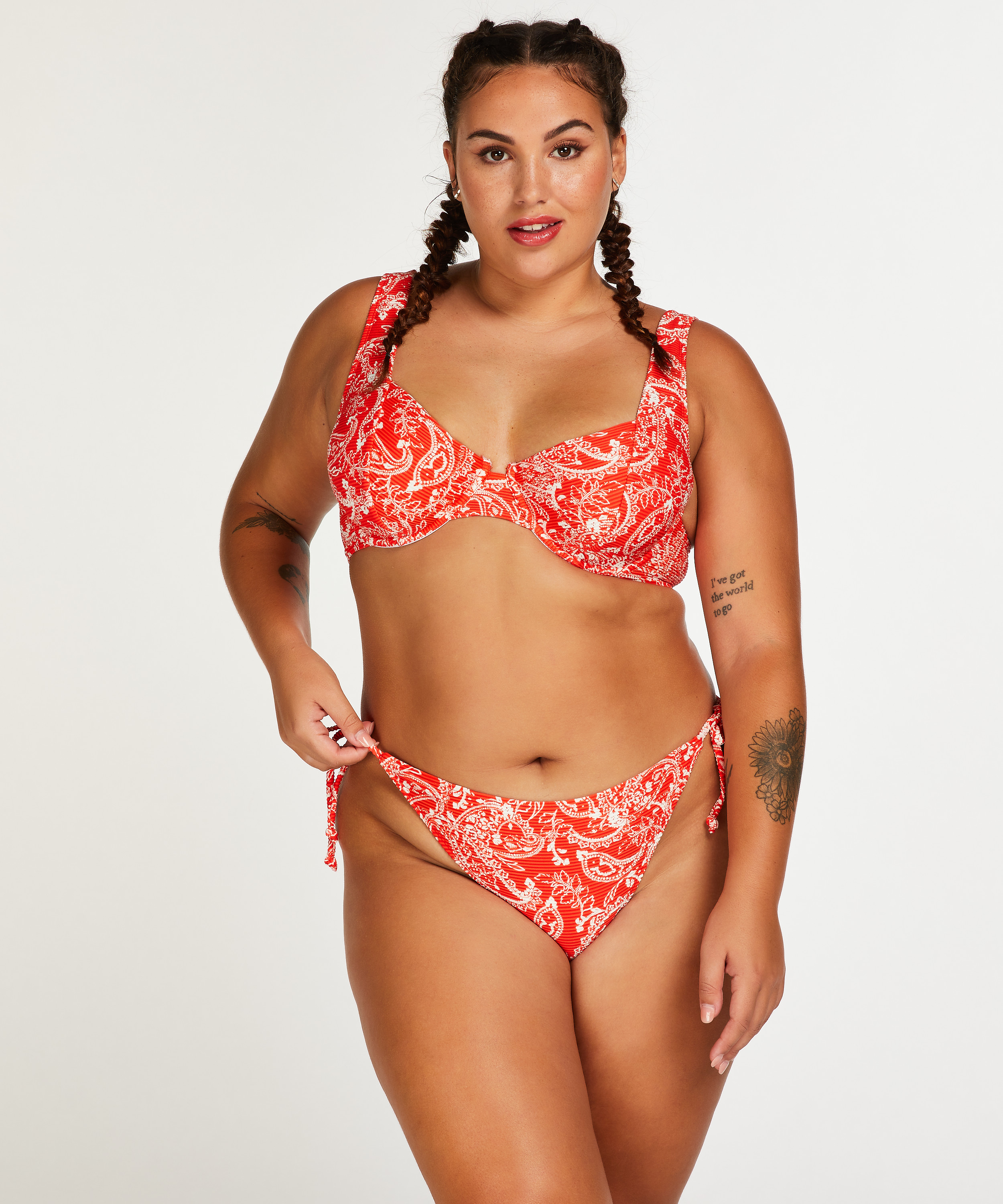 Haut de bikini &agrave; armatures non pr&eacute;form&eacute; Paisley, Rouge, main