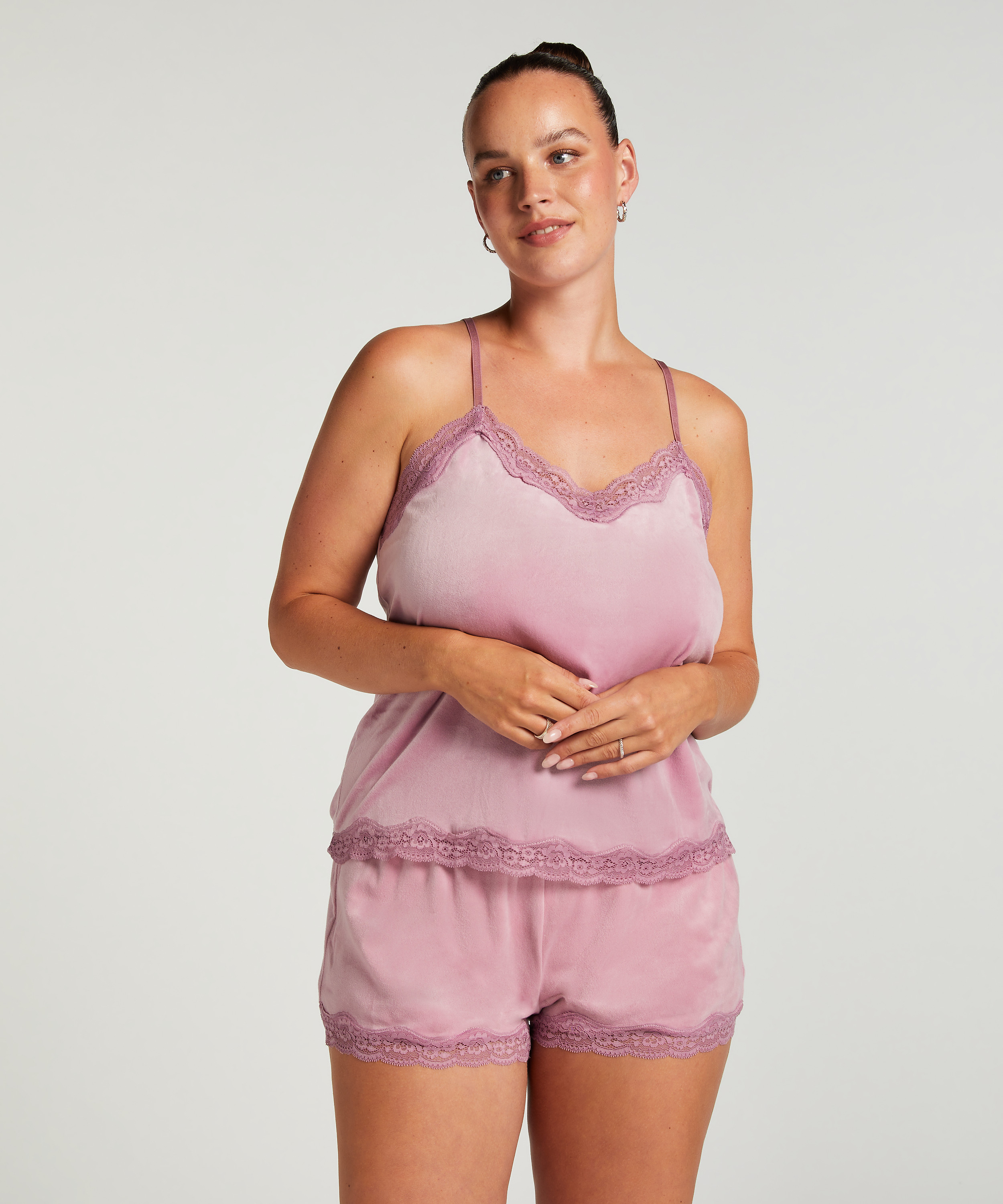 Cami top Velours Lace, Paars, main