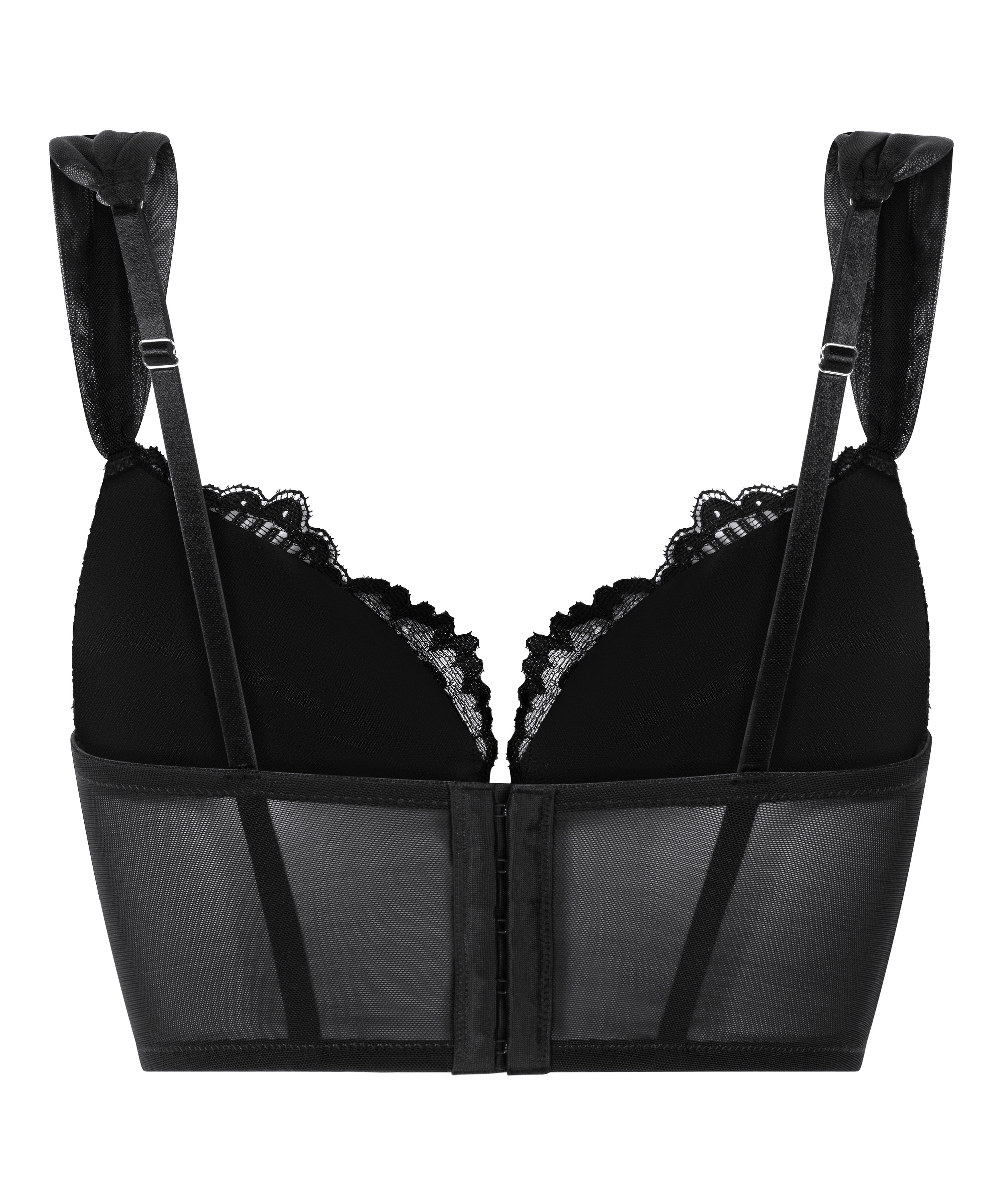 Soutien-gorge &agrave; armatures pr&eacute;form&eacute; push-up et longline Whitney, Noir, main