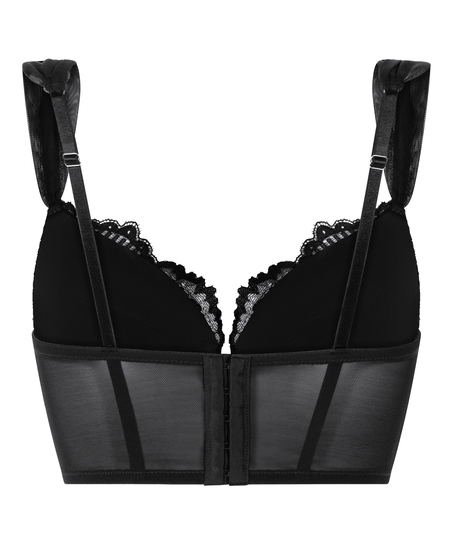 Soutien-gorge &agrave; armatures pr&eacute;form&eacute; push-up et longline Whitney, Noir