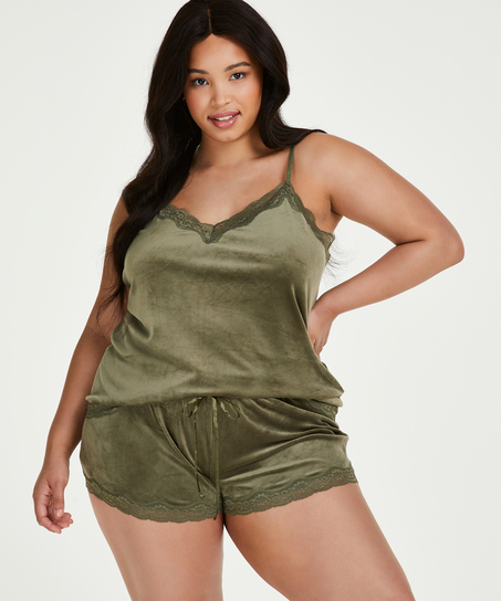 Short velours dentelle, Vert
