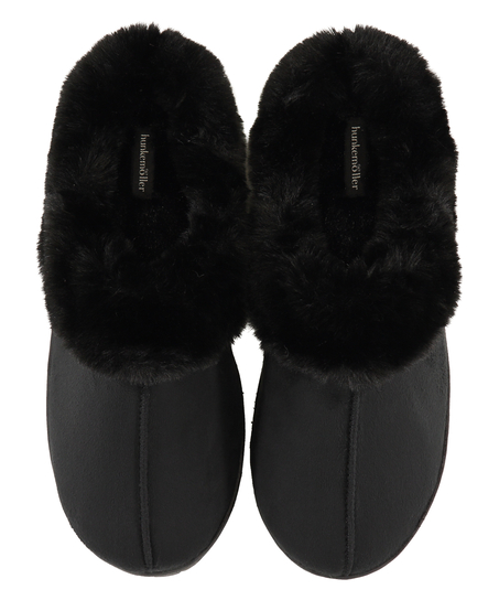 Tongs Fake Fur, Noir