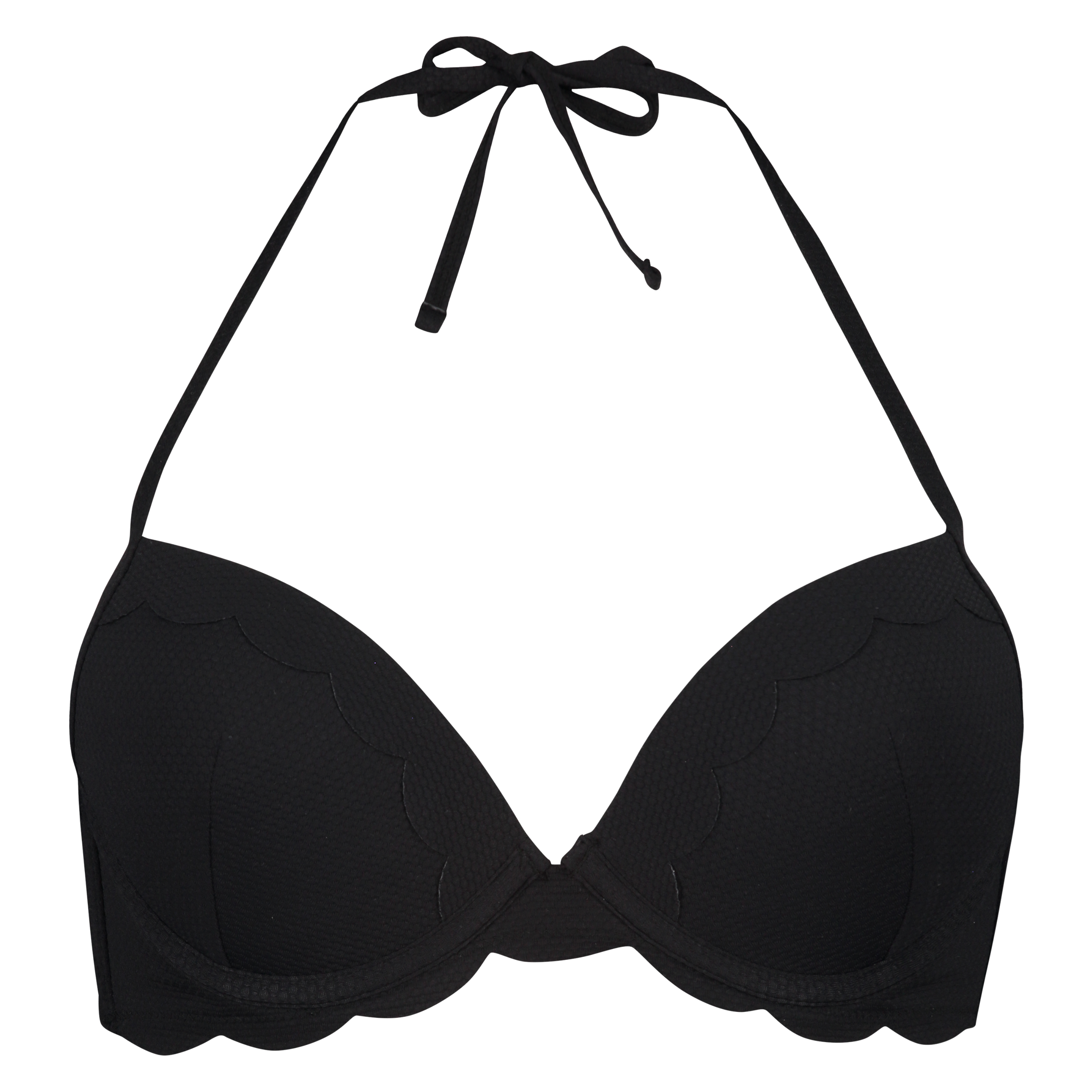 Voorgevormde push-up beugel bikinitop Scallop Cup A - E, Zwart, main