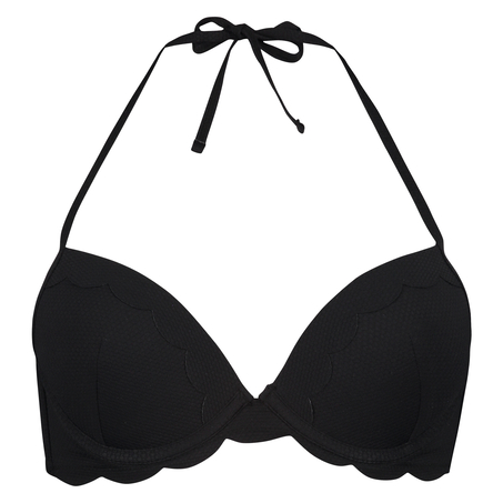 Voorgevormde push-up beugel bikinitop Scallop Cup A - E, Zwart