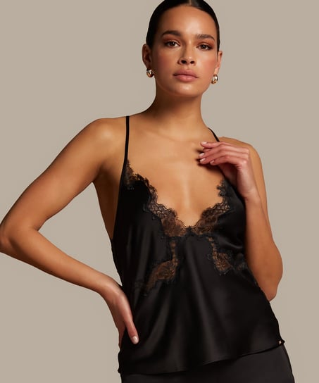 Cami top Lace Sophia, Zwart
