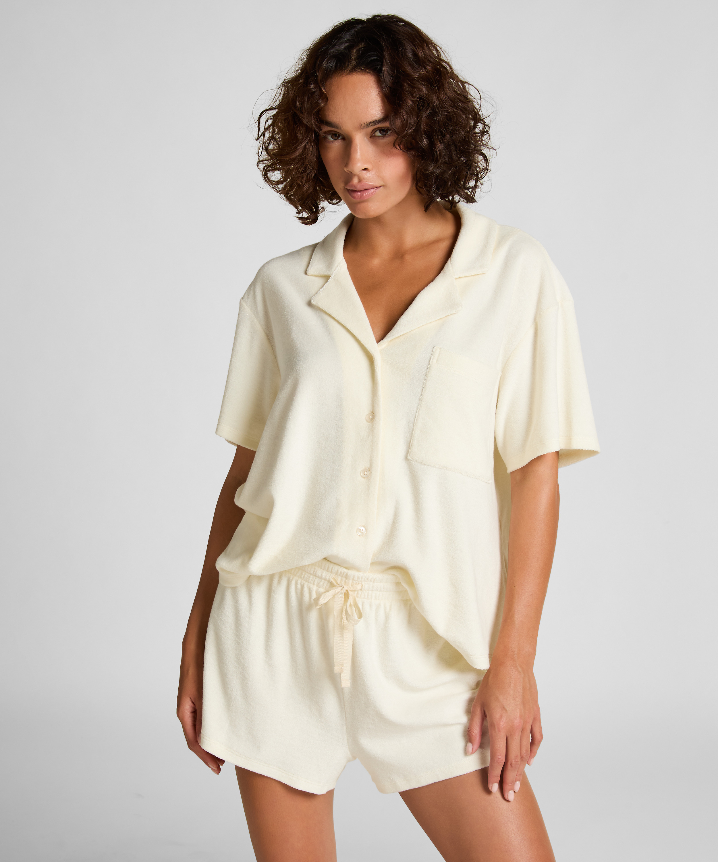 Short met badstoftextuur, Wit, main