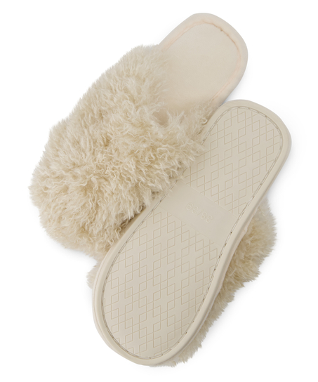 Pantoffels Fake Fur, Beige