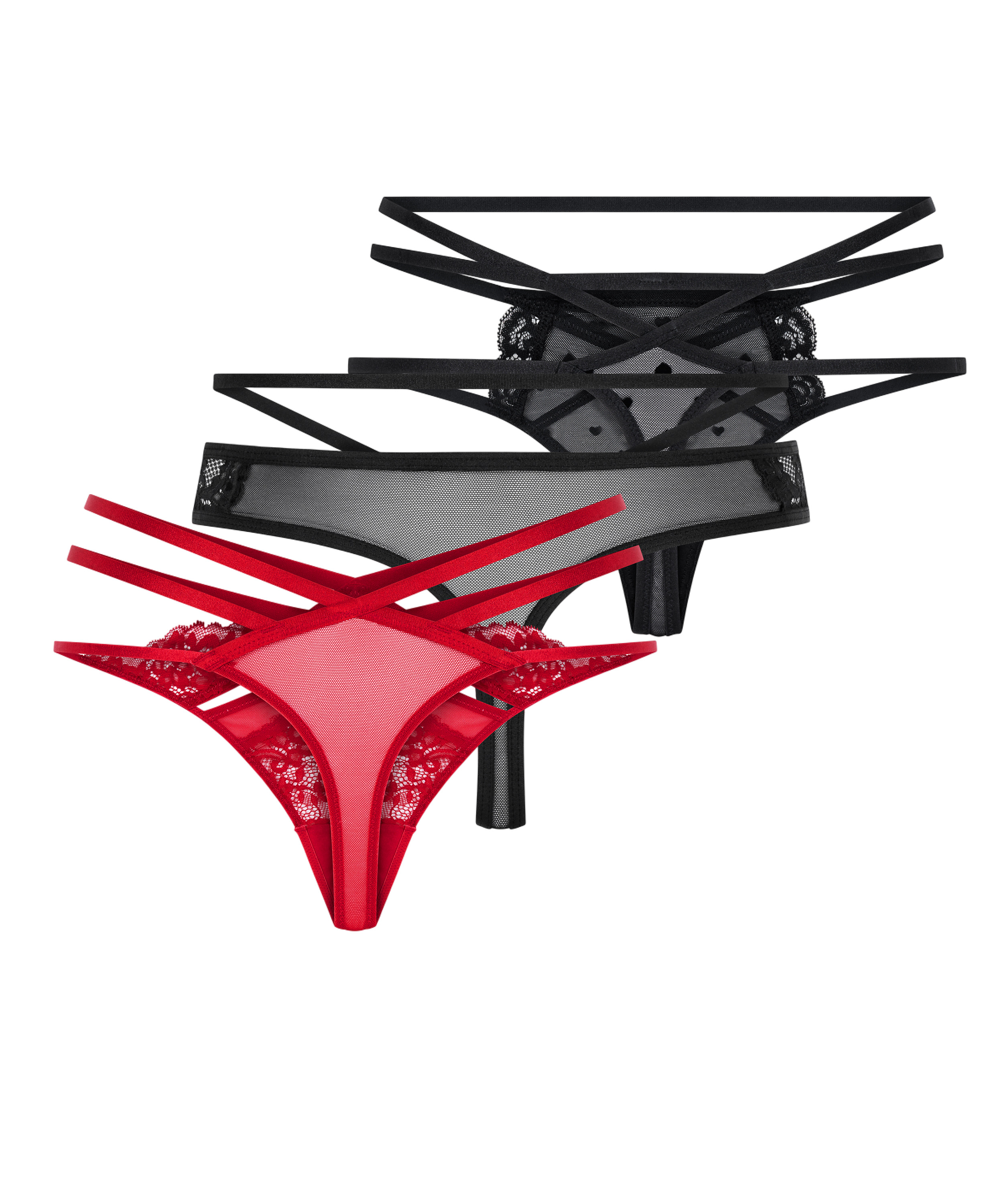 Pack de 3 strings, Rouge, main