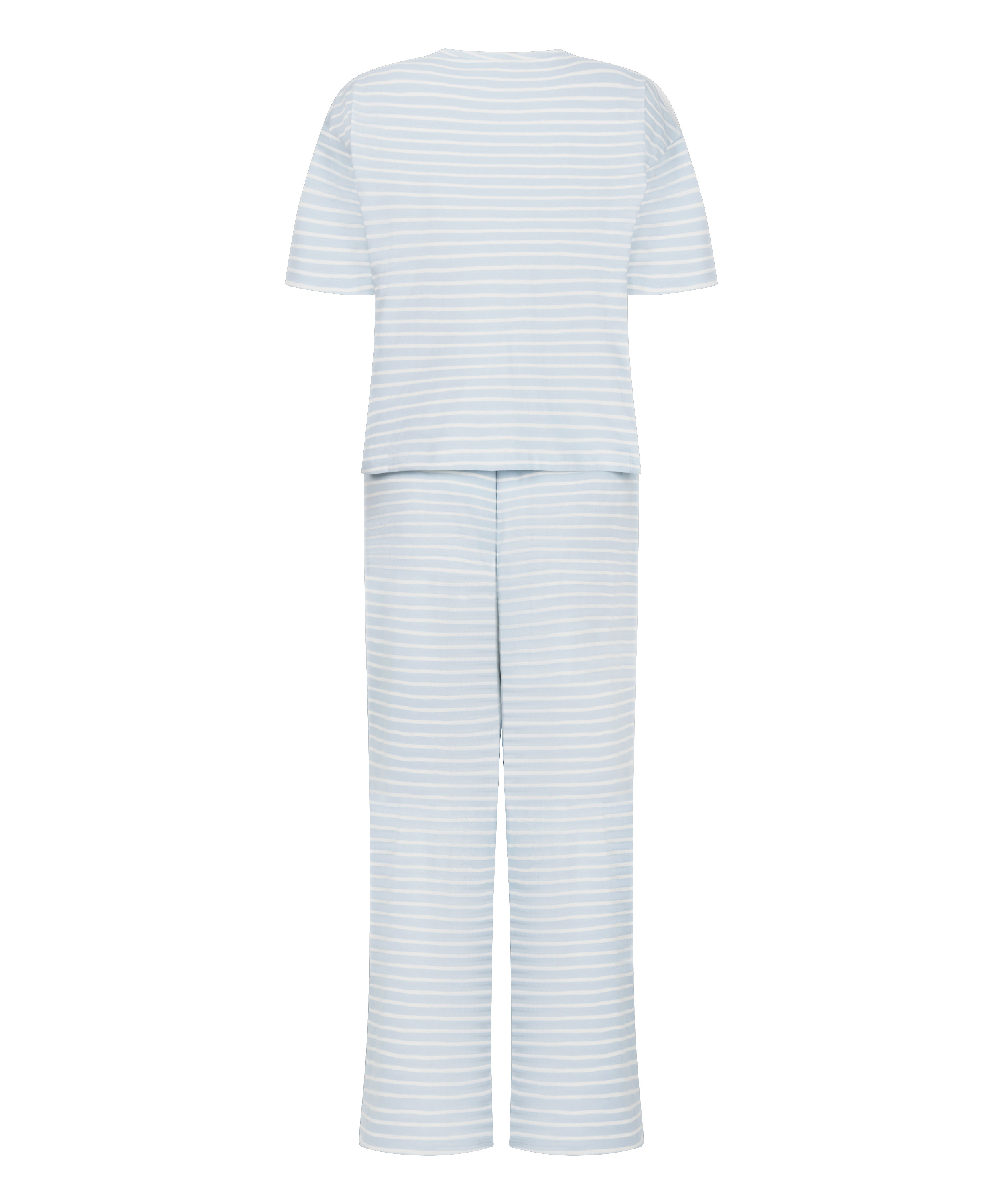 Pyjama Set Cotton Jersey Long, Bleu, main