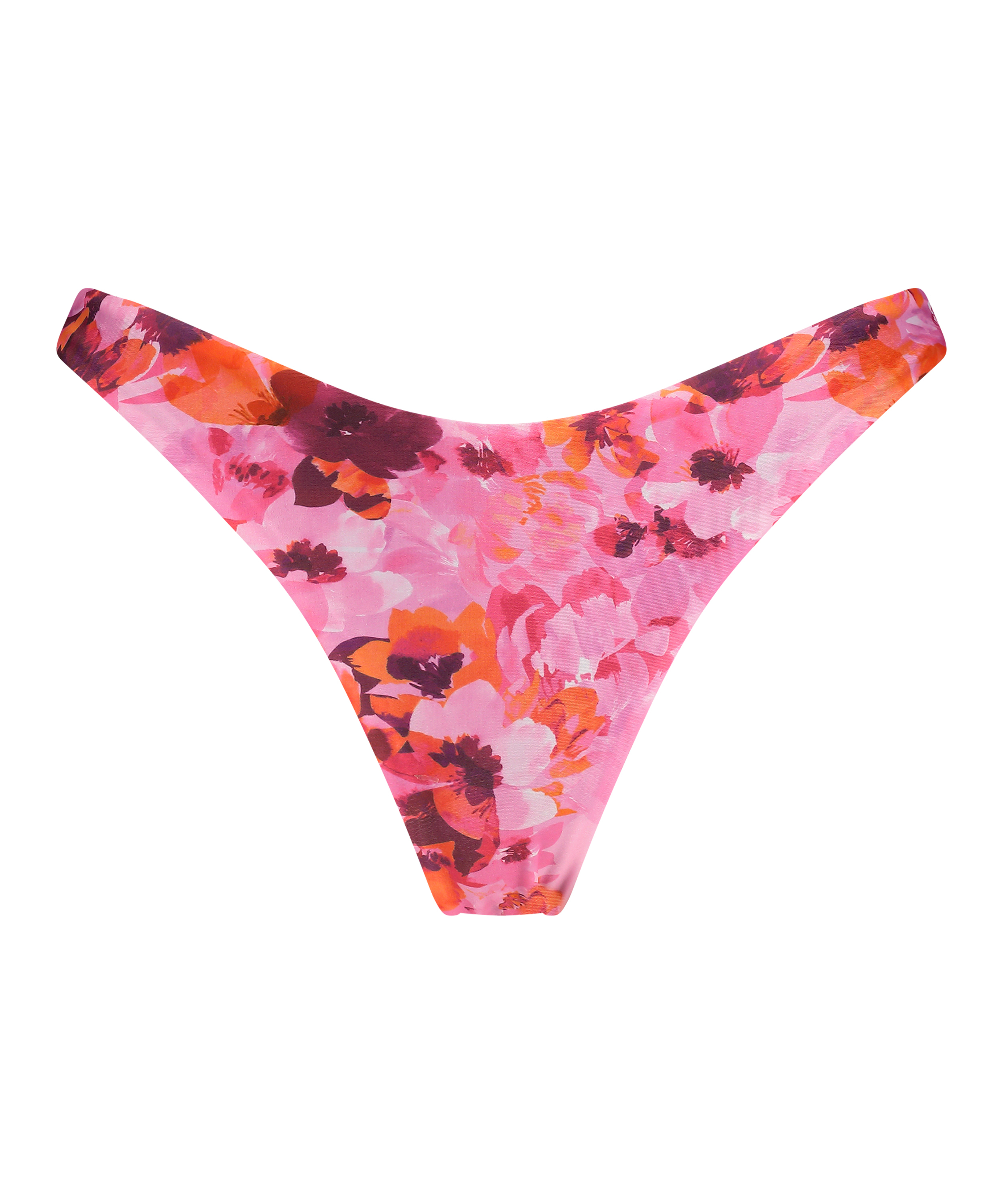 Slip de Bikini Échancrés Floral, Rose, main