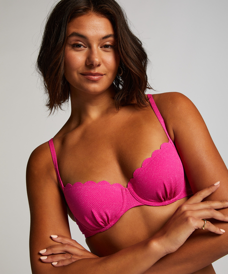 Haut de bikini Lurex Scallop, Rose