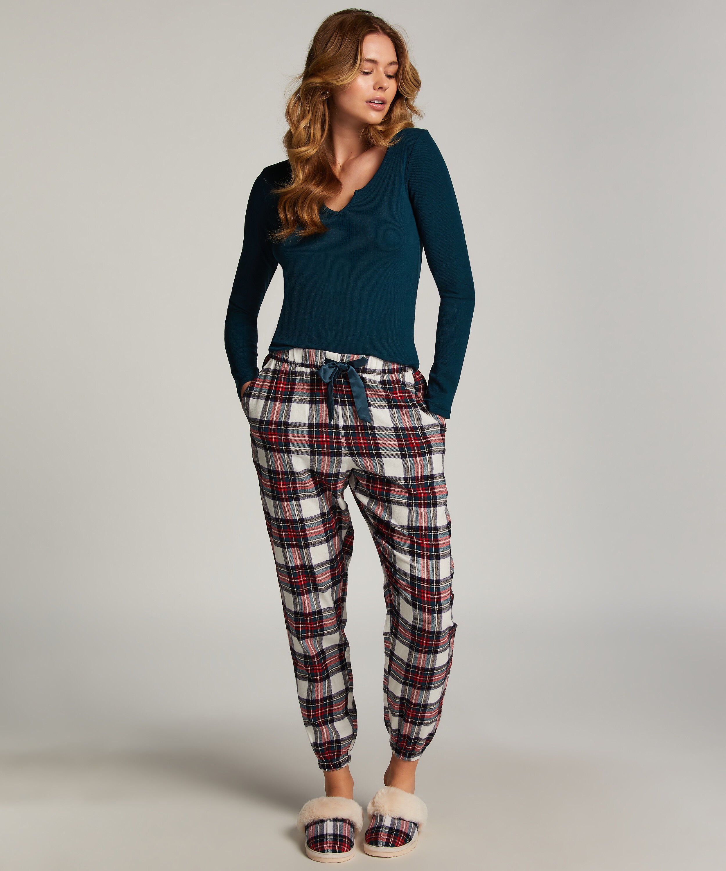Pantalon de Pyjama Flanel, Blanc