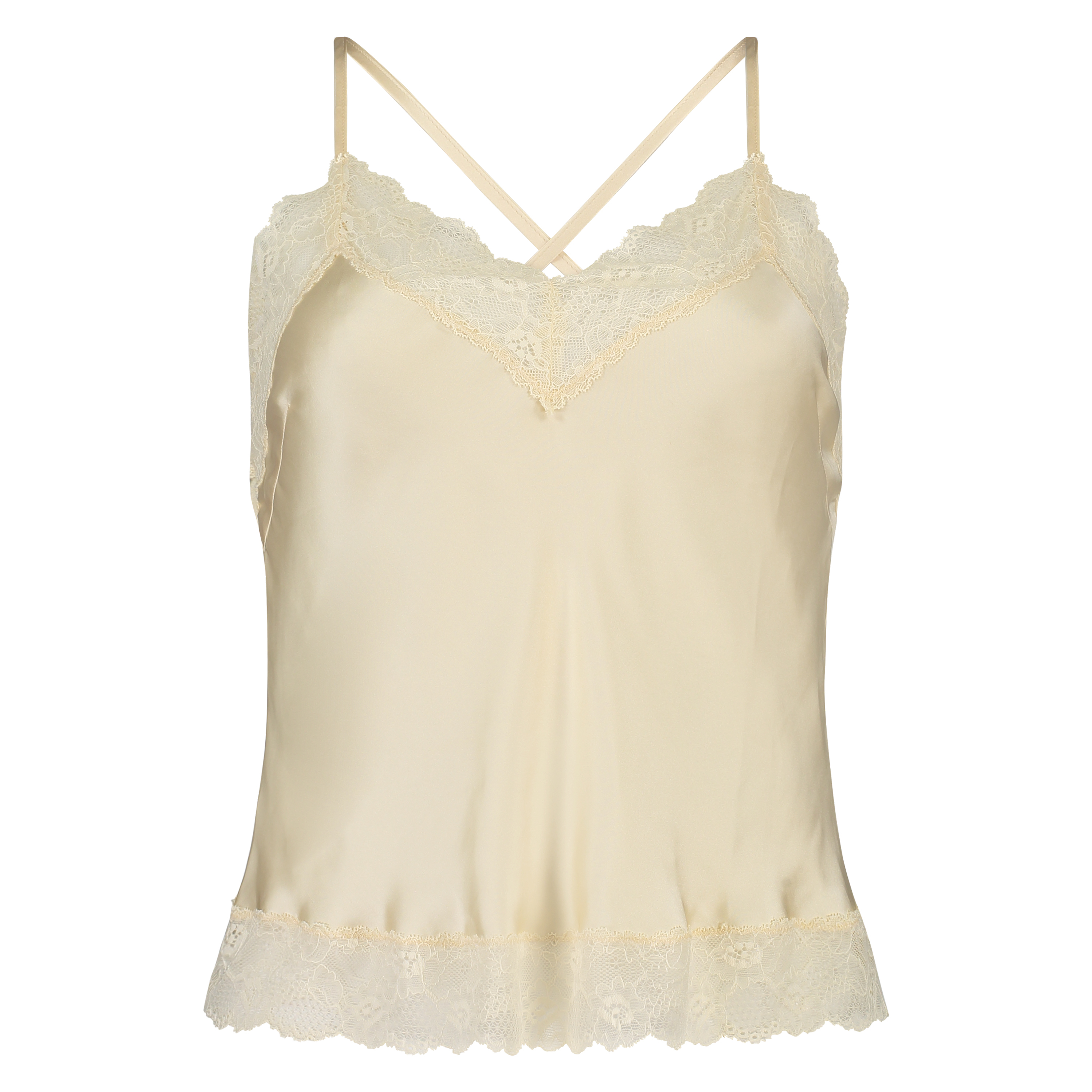 Cami top Satin Lace, Beige, main