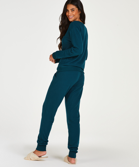 Pyjama Waffle Placket, Blauw