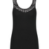 Singlet Rib Lace, Zwart