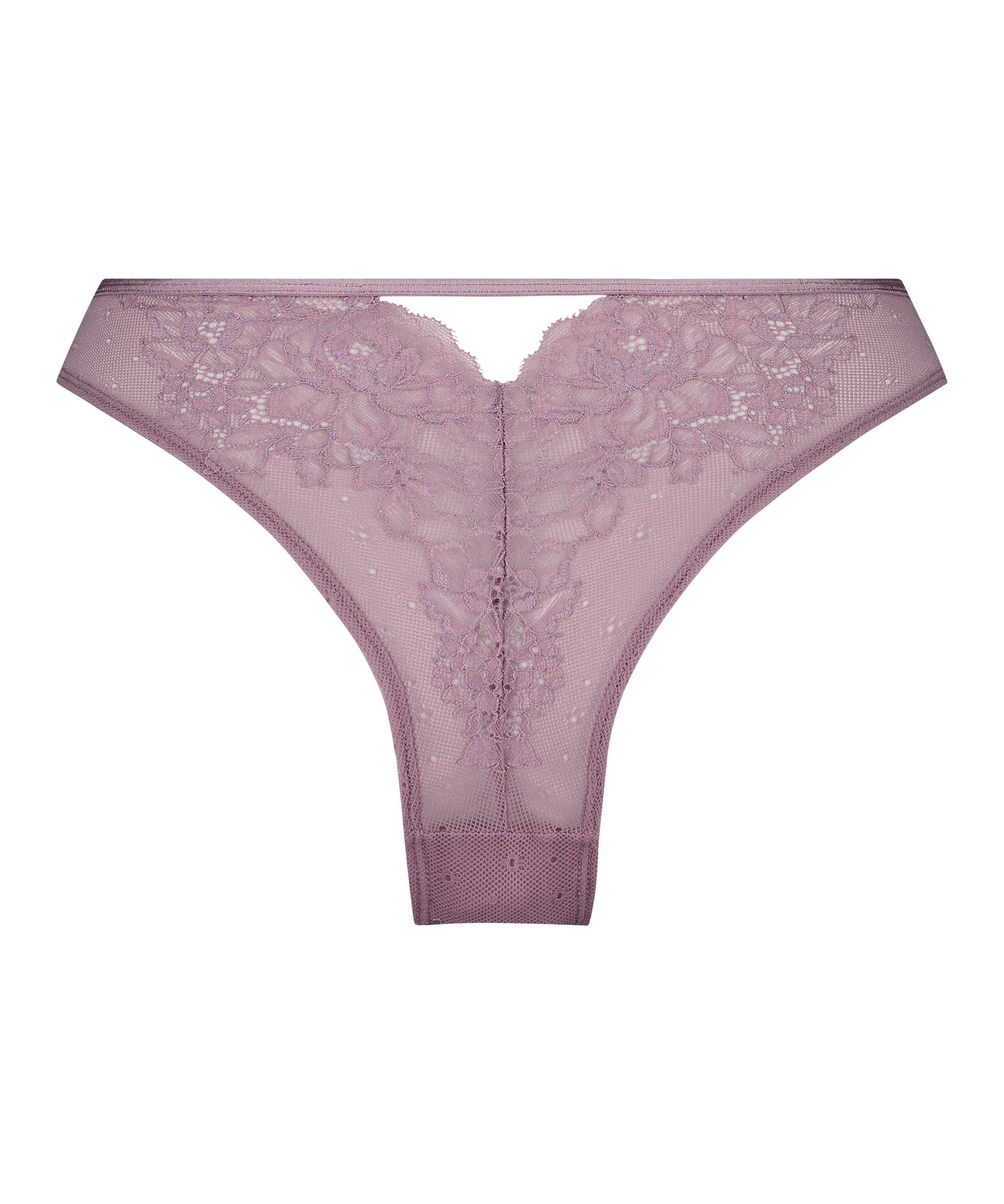 Slip brésilien échancré Clara, Pourpre, main