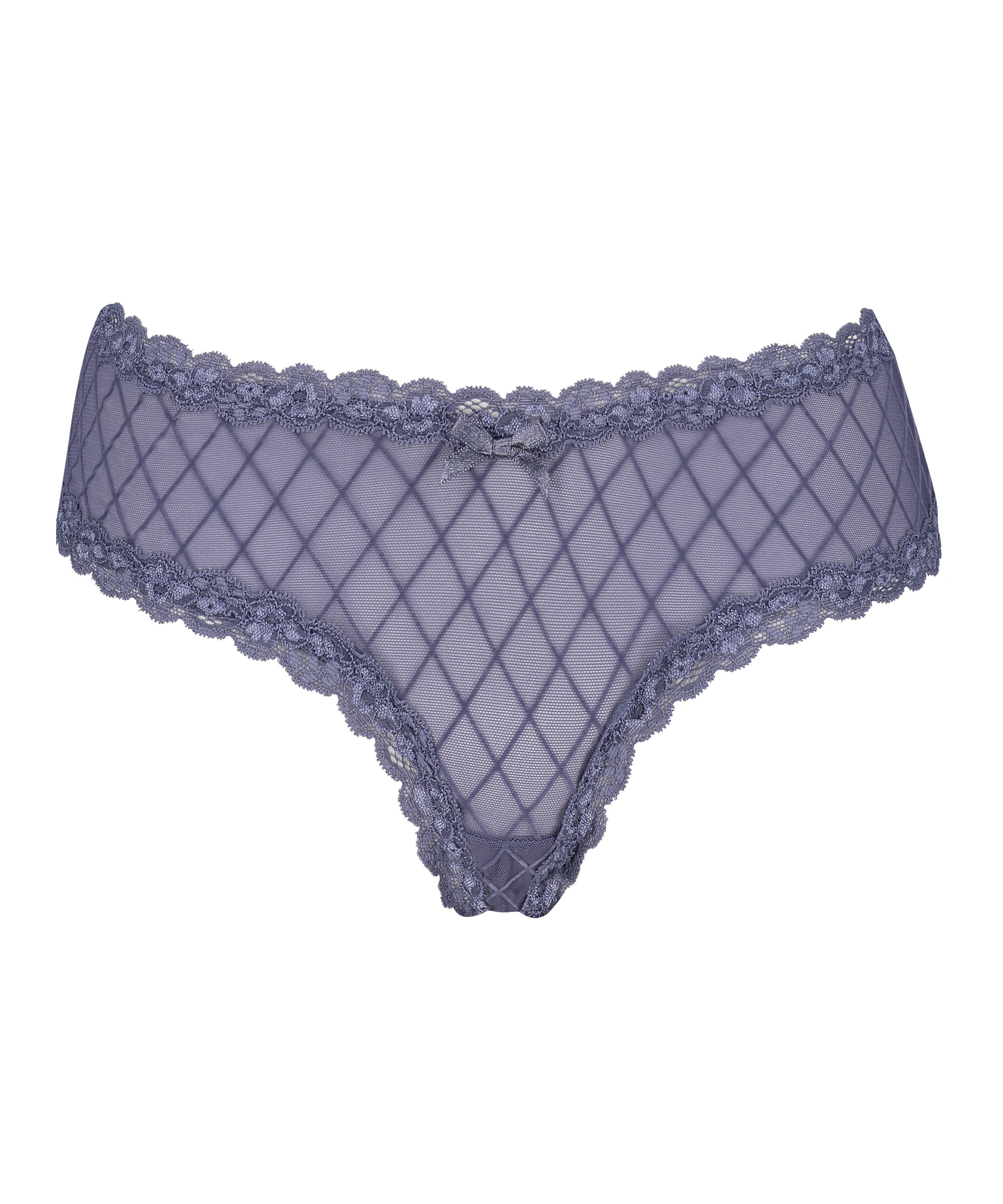 Slip brésilien V-shape mesh, Bleu, main