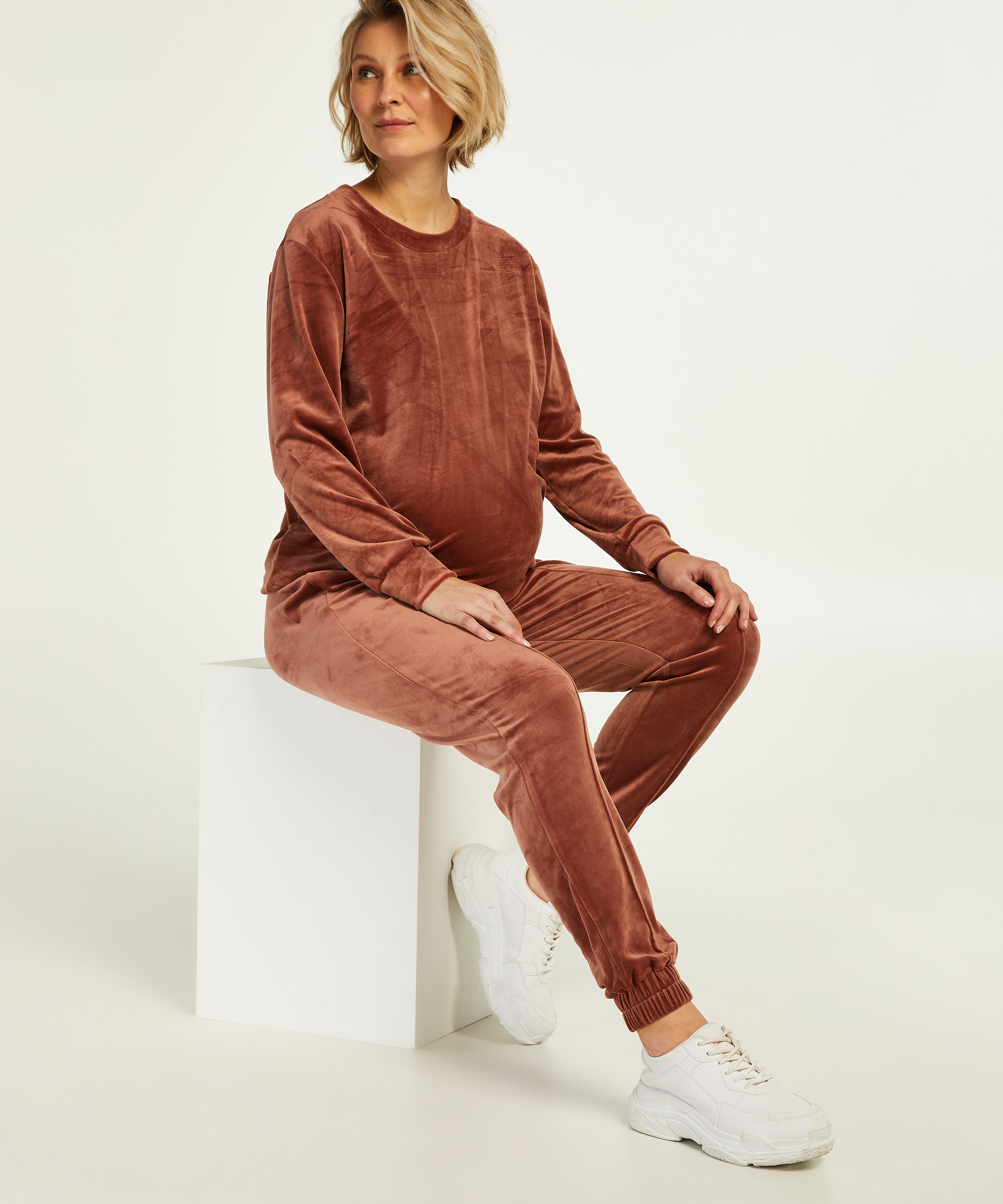 Zwangerschapsjoggingbroek Velours, Roze, main