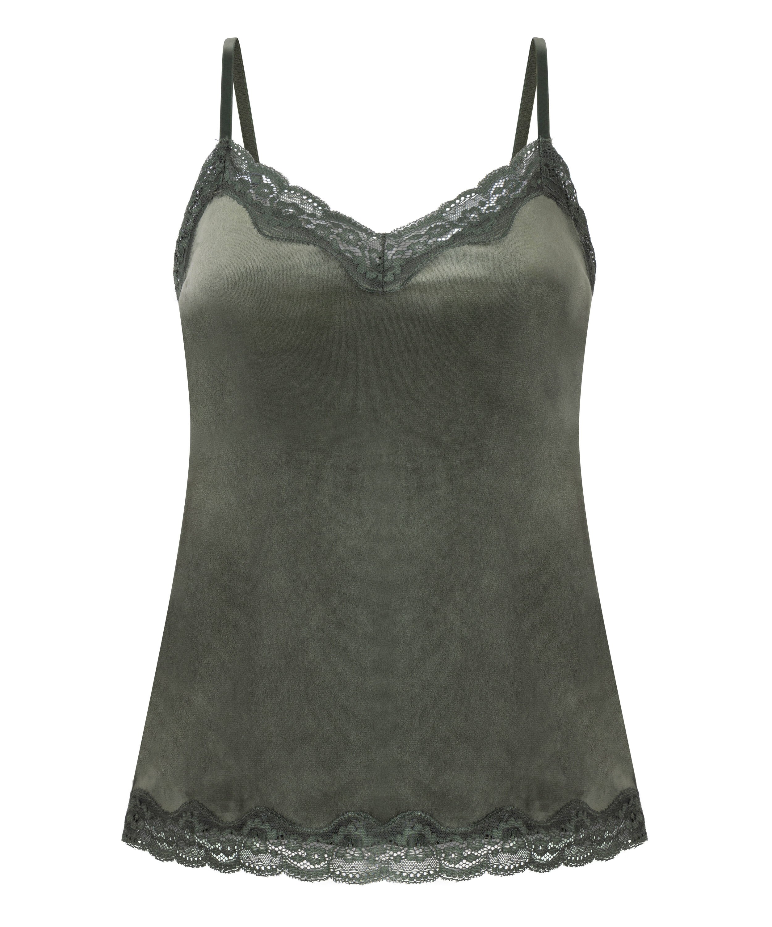 Cami top Velours Lace, Groen