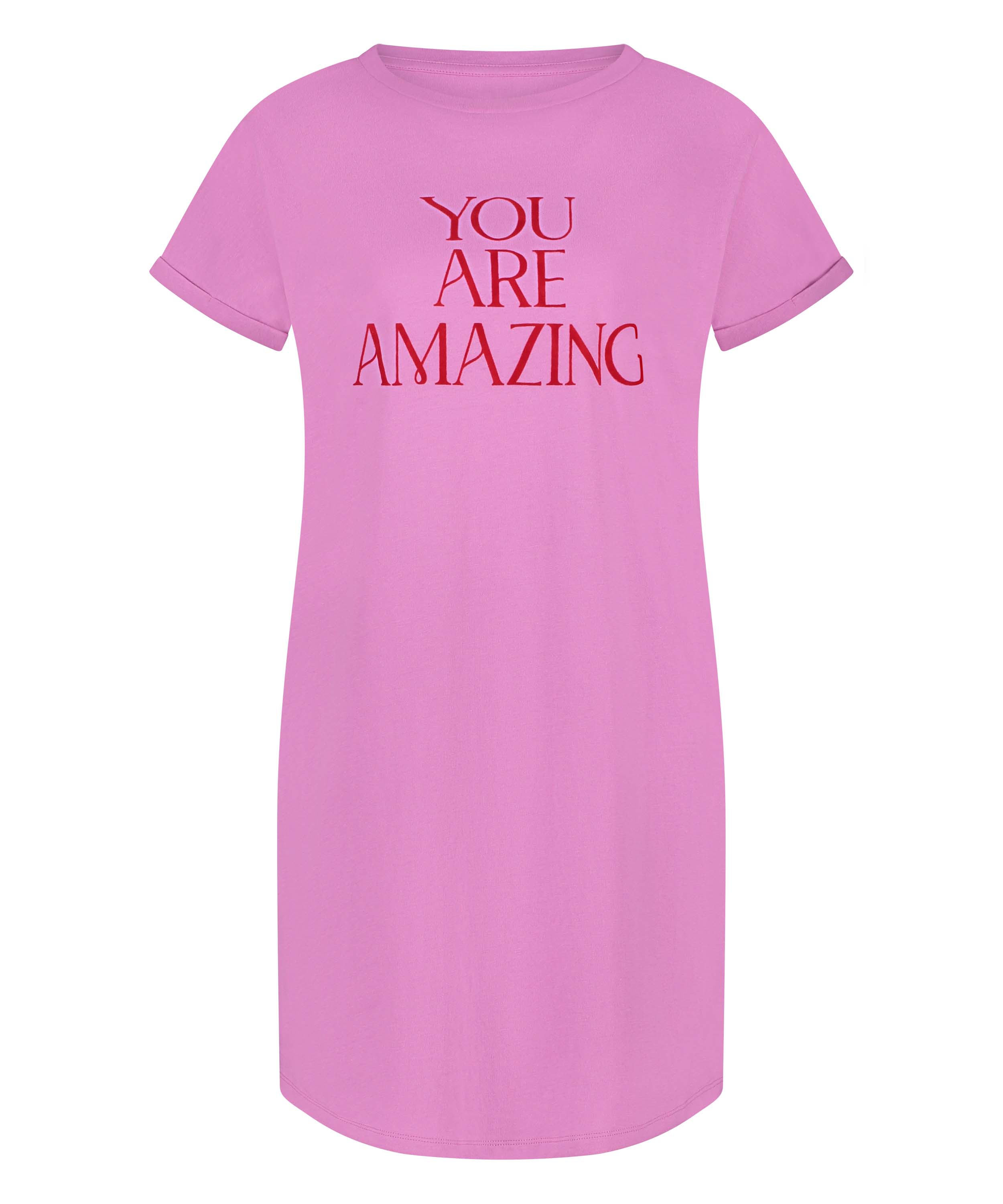 Nachthemd ronde hals, Roze, main