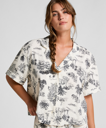 Veste tiss&eacute;e &agrave; manches courtes, Blanc