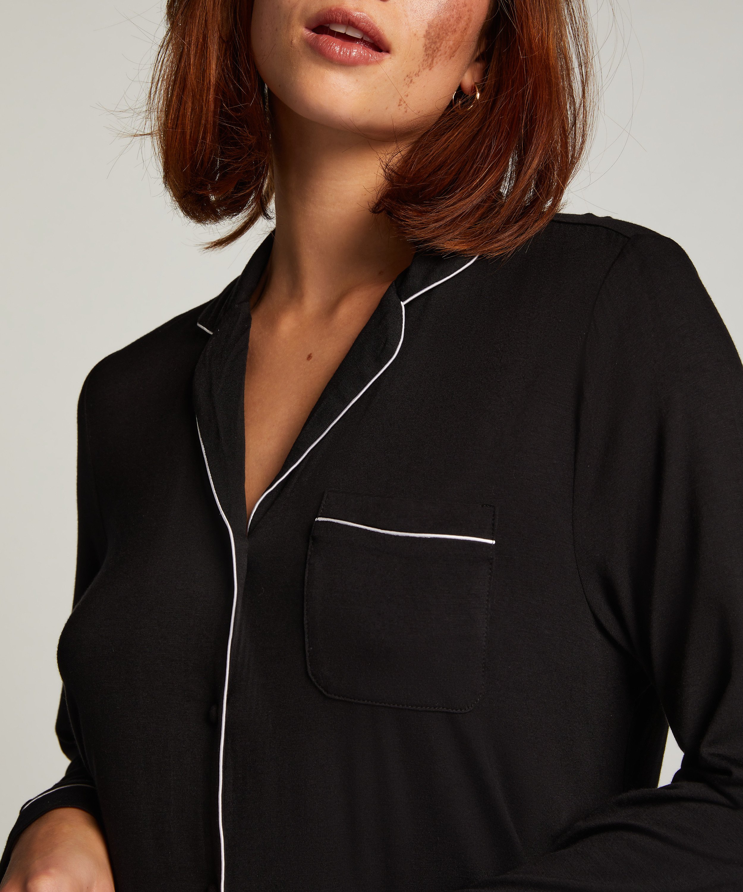 Robe-chemise à manches longues en jersey Essential, Noir, main