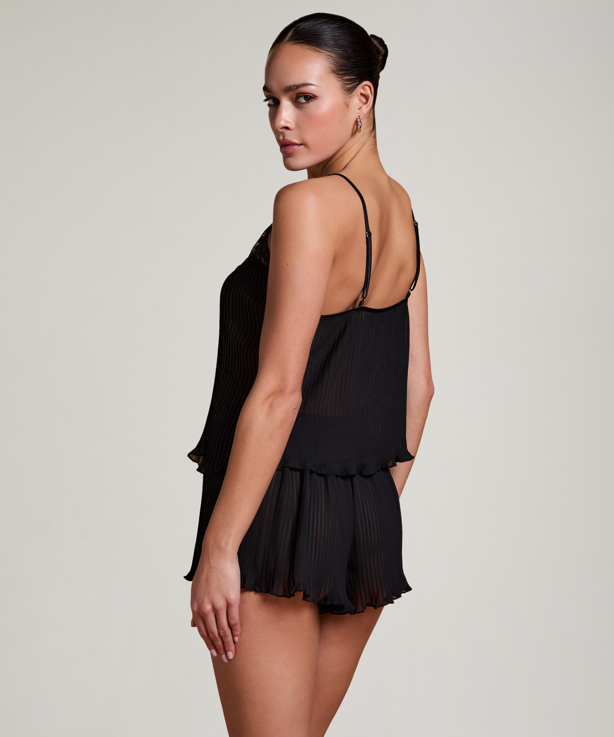 Short Plisse, Noir, main