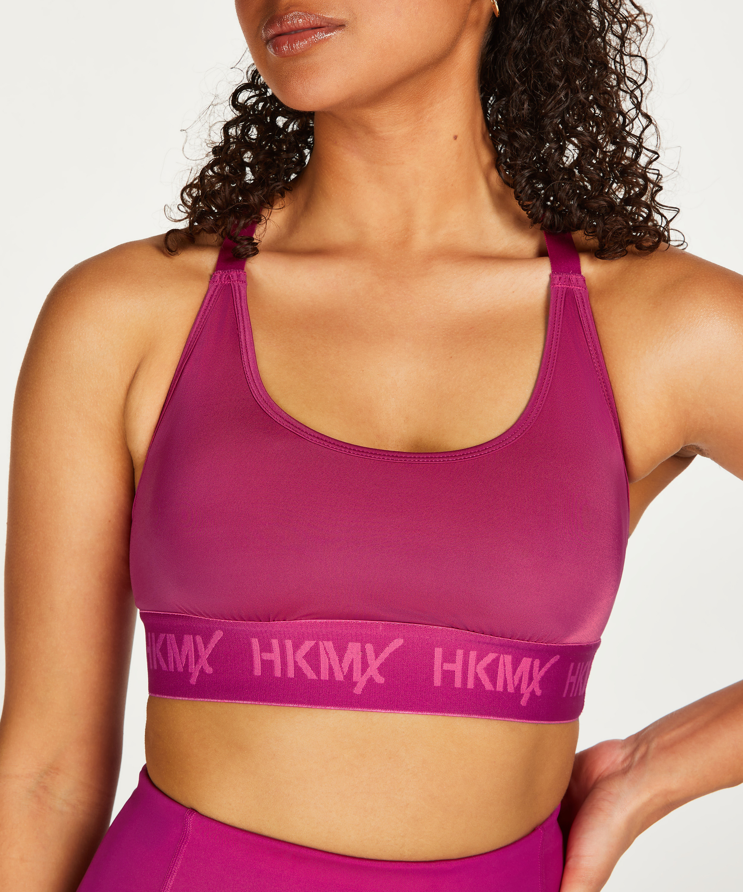 HKMX sport bh The Crop Logo Level 1, Roze, main