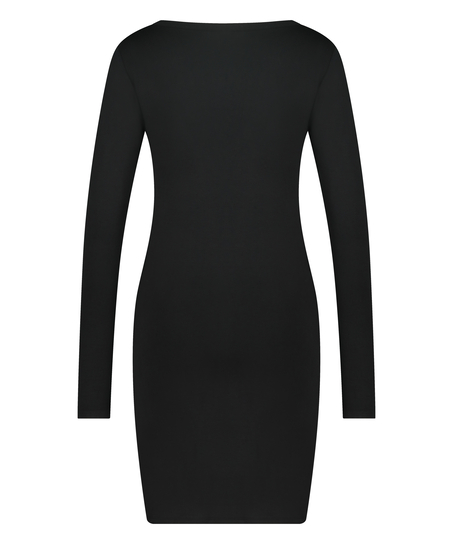 Chemise de nuit Henley, Noir