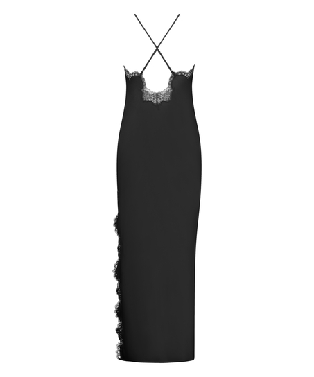 Slipdress Satijn, Zwart