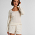 Pointelle Pyjama Top, Wit