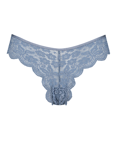 Slip brésilien jambe haute, Bleu