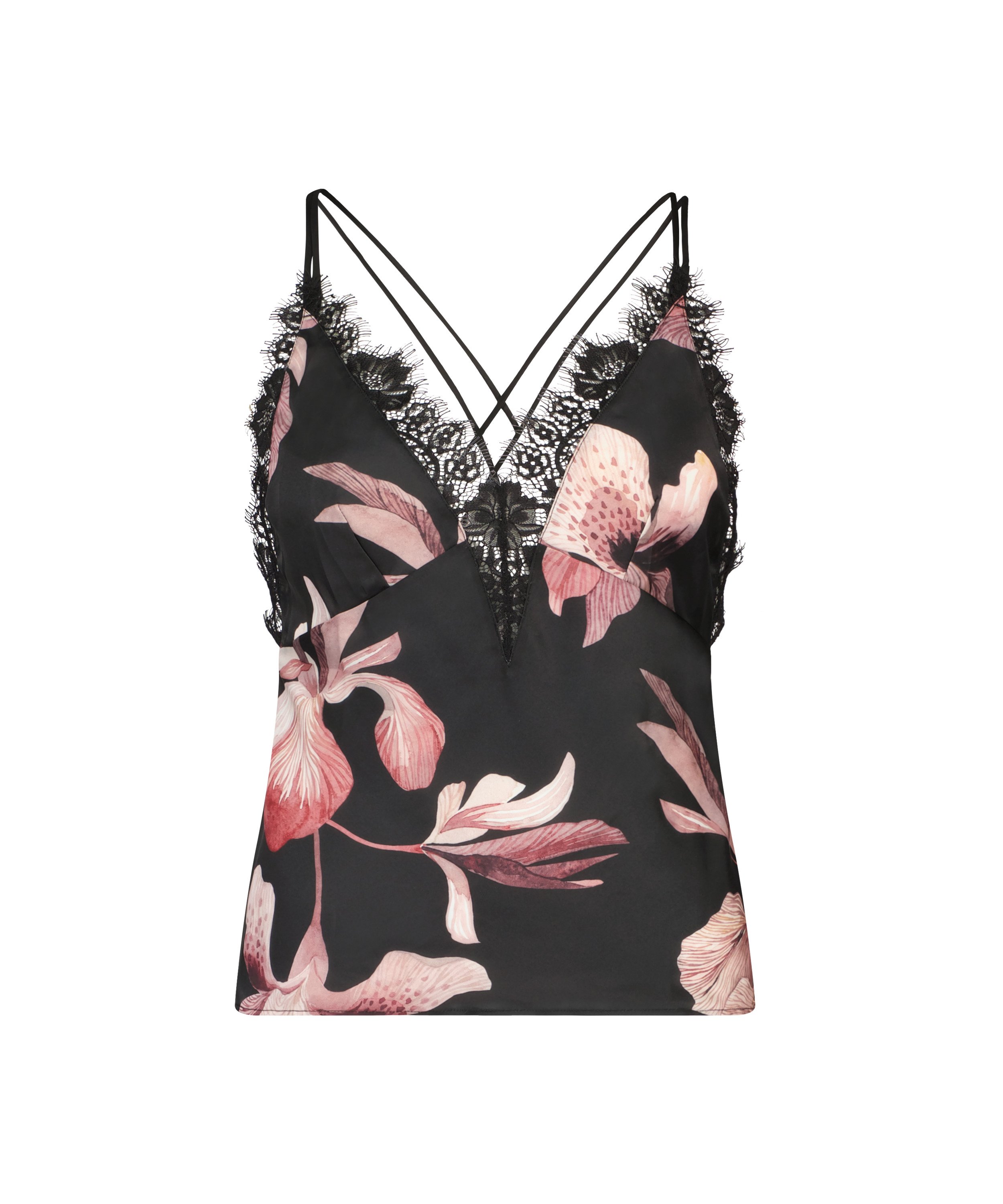 Cami en dentelle, Noir, main