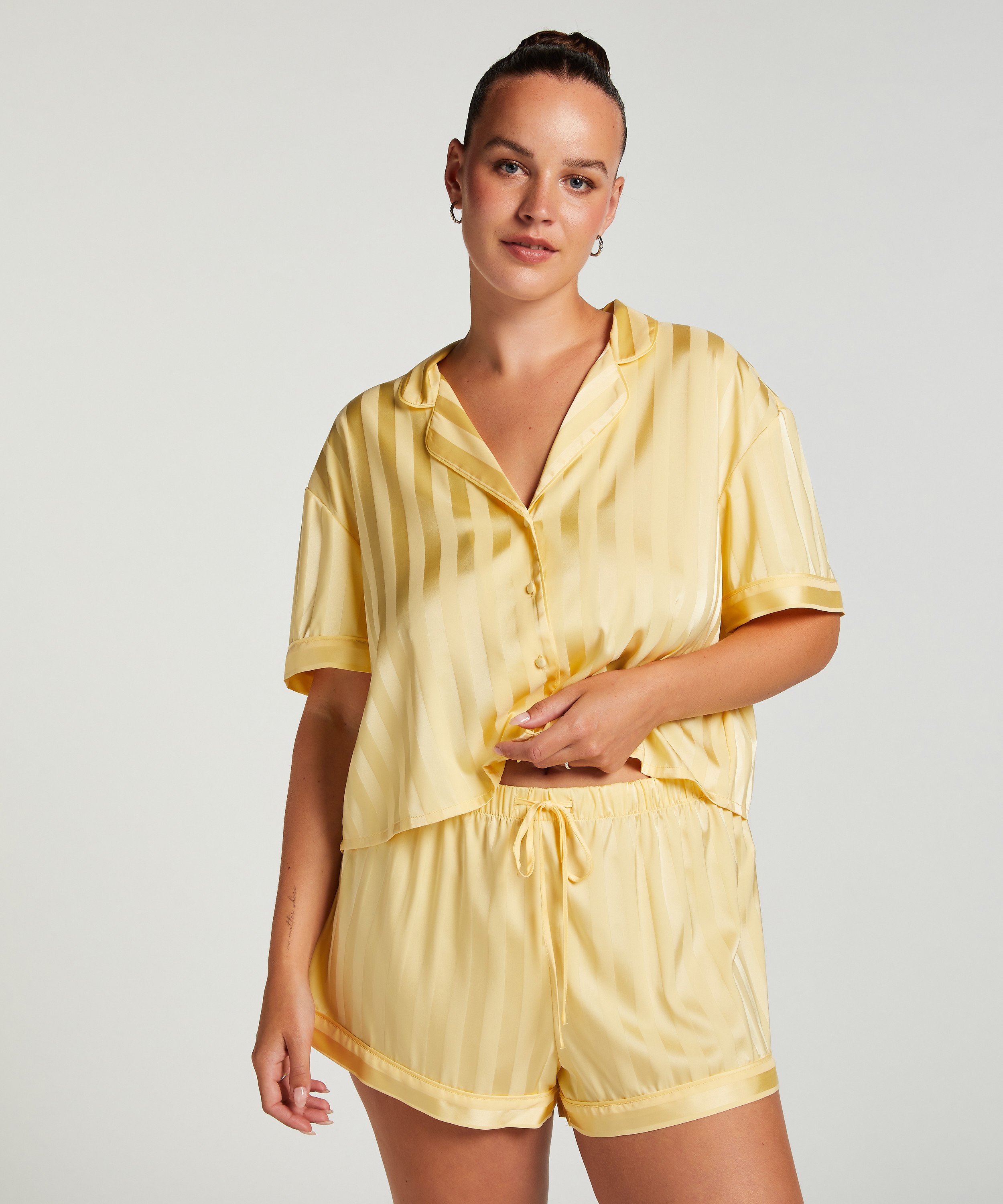 Short de pyjama Satin, Jaune, main