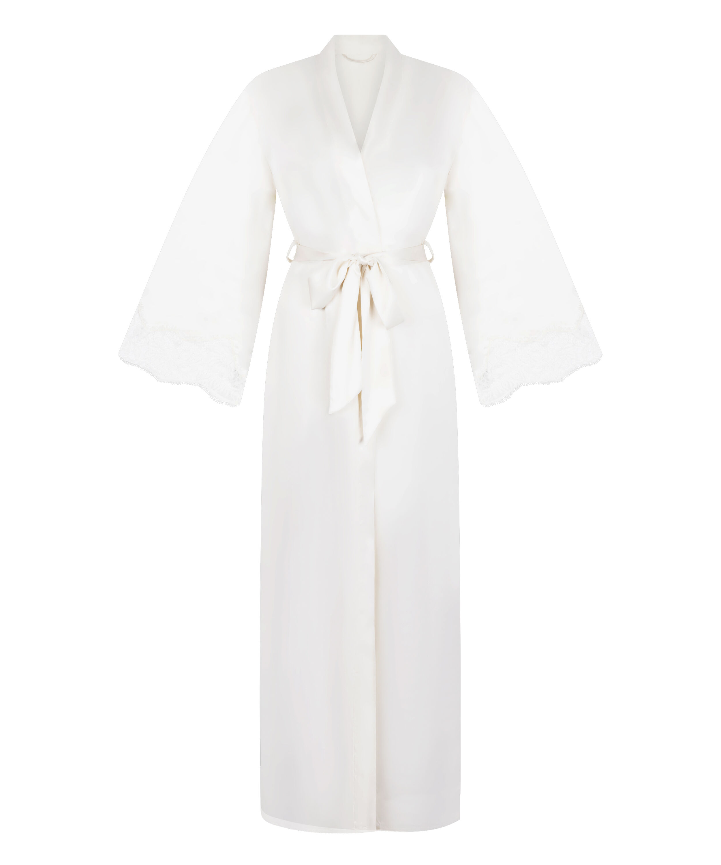 Kimono long en satin Valerie, Blanc