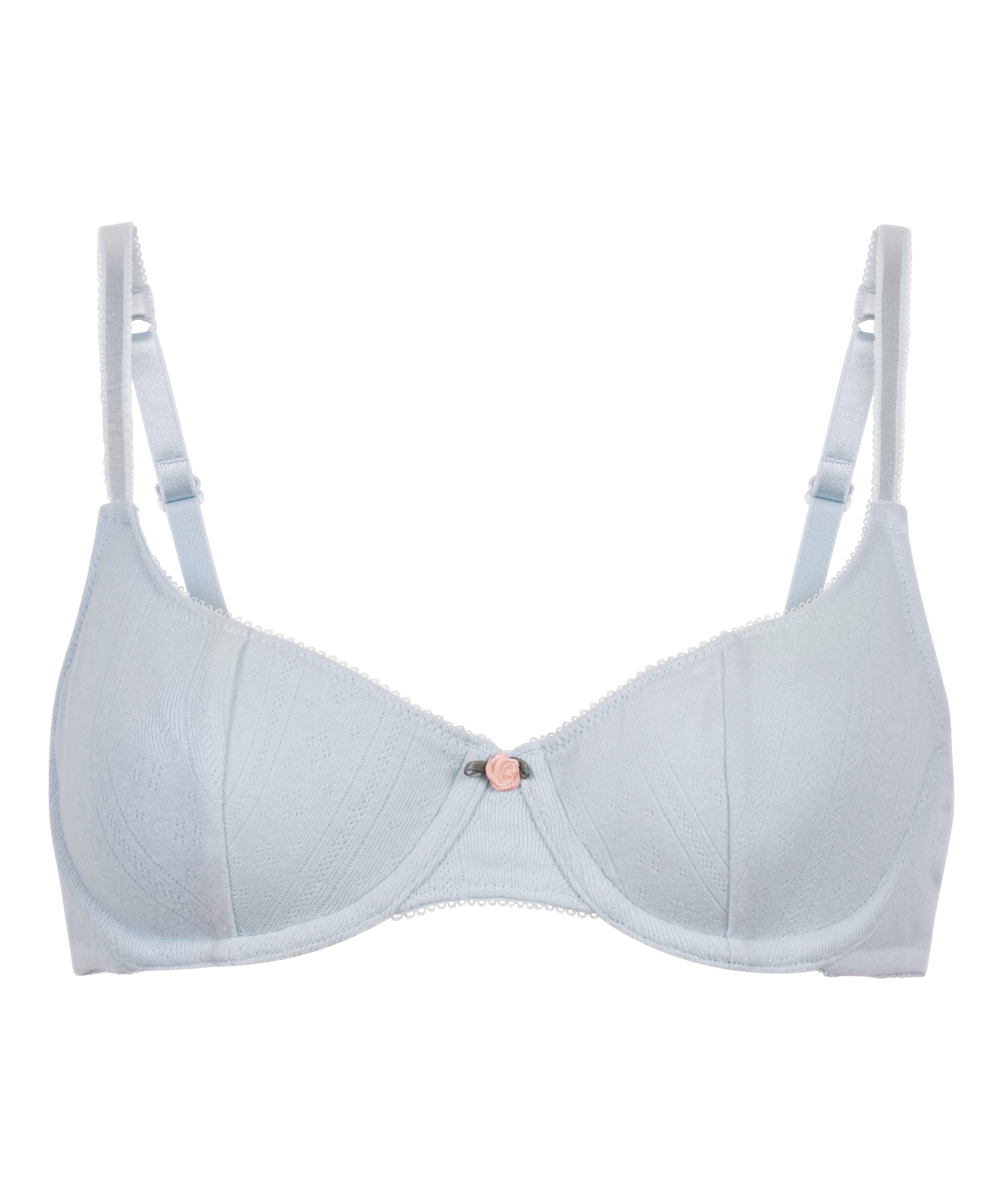 Soutien-gorge &agrave; armatures non-rembourr&eacute; Pointelle, Bleu, main