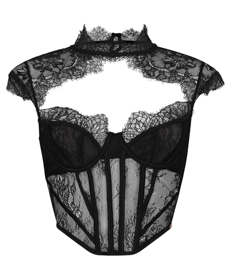 Haut tissé Lace Camille, Noir